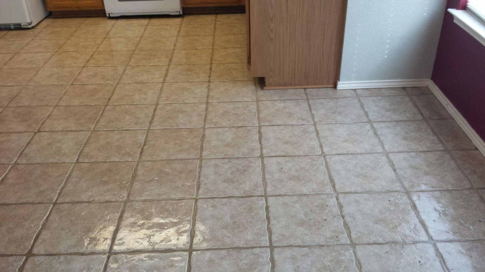 Residential tile floor after cleaning