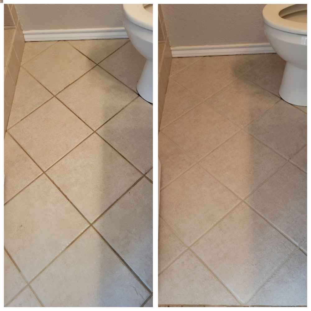 Bathroom tile before and after cleaning