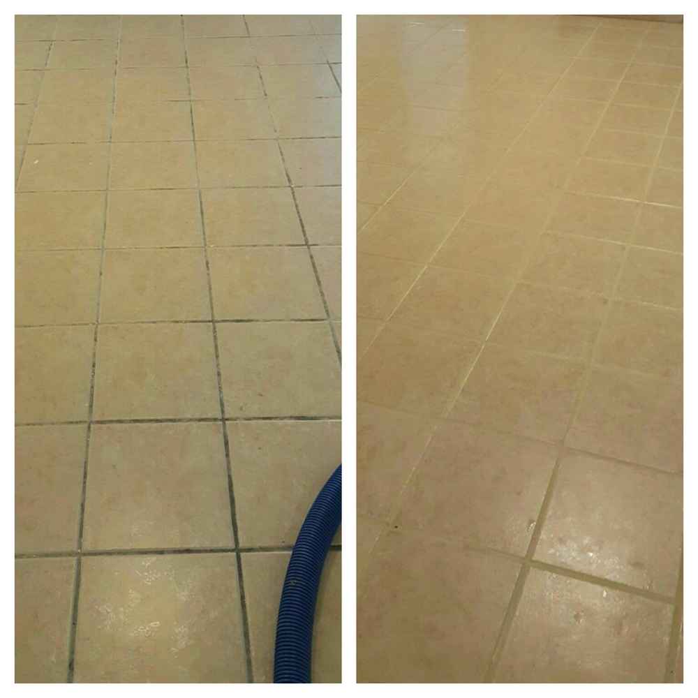 Tile grout lines before and after